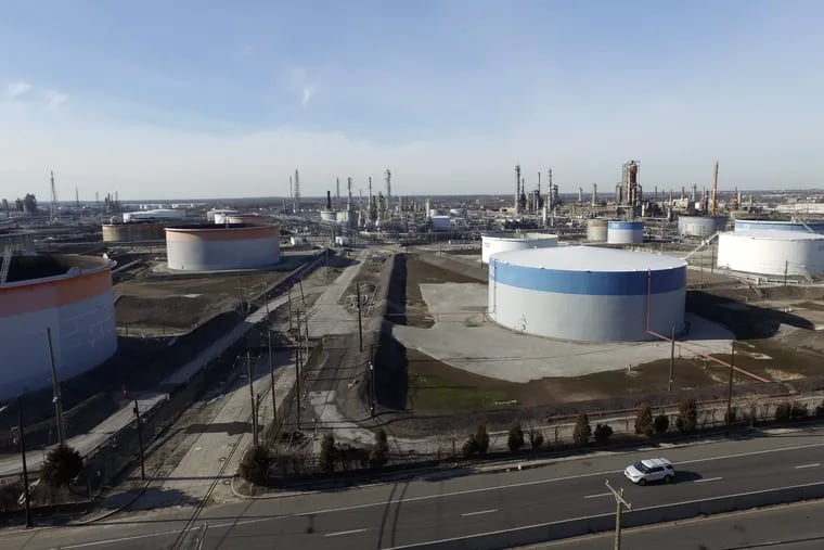 The former Philadelphia Energy Solutions Refinery along the Schuykill, near Passyunk Ave. in South Philadelphia  as seen by drone.