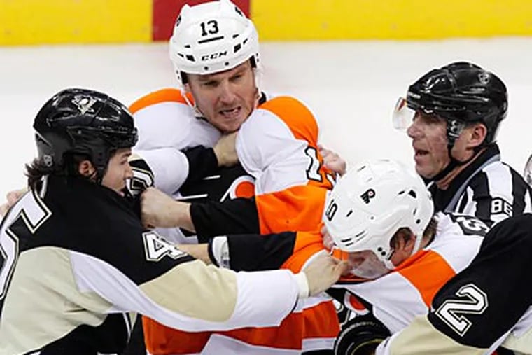 The Flyers and Penguins will square off in the first round of the Stanley Cup playoffs. (Gene J. Puskar/AP)