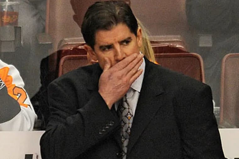 Peter Laviolette's Flyers have been outshot in the first period in seven of their last eight games. (Clem Murray/Staff file photo)