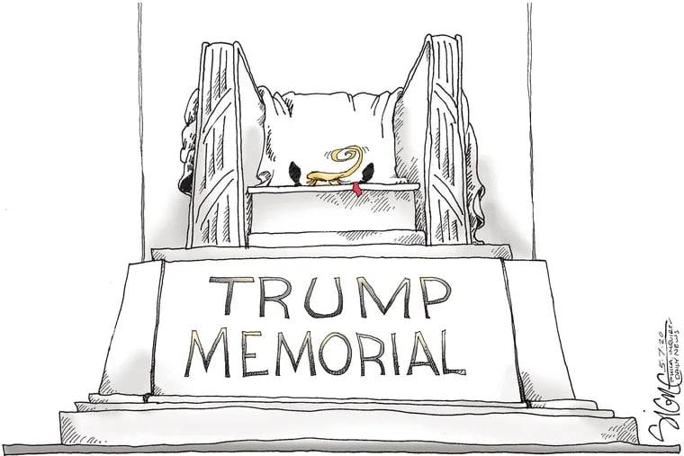 Political Cartoon: Trump in Abraham Lincoln's chair