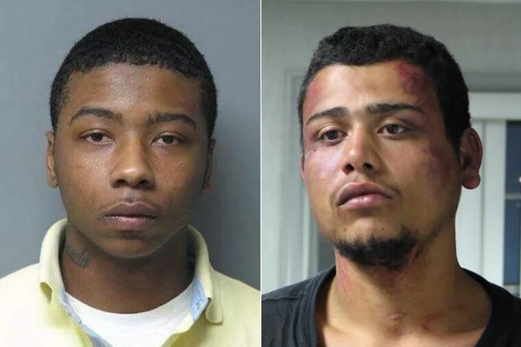 Christopher Reeves, left, surrendered on Sept. 4, 2009, for questioning in connection with the fatal shooting of a Georgetown, Del., patrolman two days earlier. Derrick Powell, 22, of Cumberland, Md., taken into custody after the shooting, faces a first-degree murder charge.