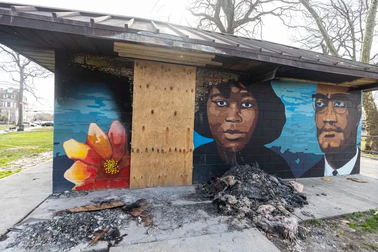 On March 2nd a fire was put out at Malcolm X Park that damaged the bathroom/storage building and its mural in Philadelphia, Pa., on Wednesday, March 14, 2024. .