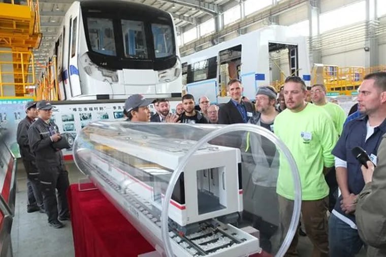 Massachusetts workers visit CRRC, a company owned by the Communist Chinese government, to learn how to build railcars for SEPTA and other regional U.S. transit monopolies at the new CRRC plant in Springfield, Mass.  SEPTA in 2016 agreed to pay CRRC $137.5 million for new two-level railcars, leaving Septa's previous supplier, Hyundai Rotem, without orders. The Hyundai Rotem plant, which once employed 300 Philadelphia-area workers, has shut down
