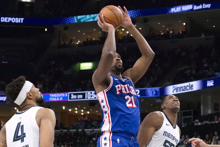Joel Embiid (21) finished with a game-high 30 points and 12 rebounds, and had success while sharing the floor with Paul Reed.