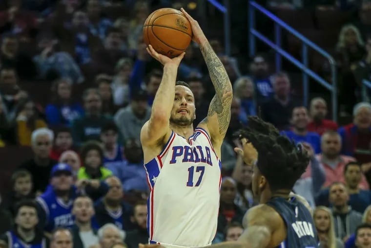 Sixers forward JJ Redick, shooting a three-pointer against Orlando in November.
