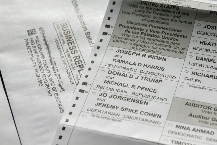 Pennsylvania mail ballots for the 2020 election.