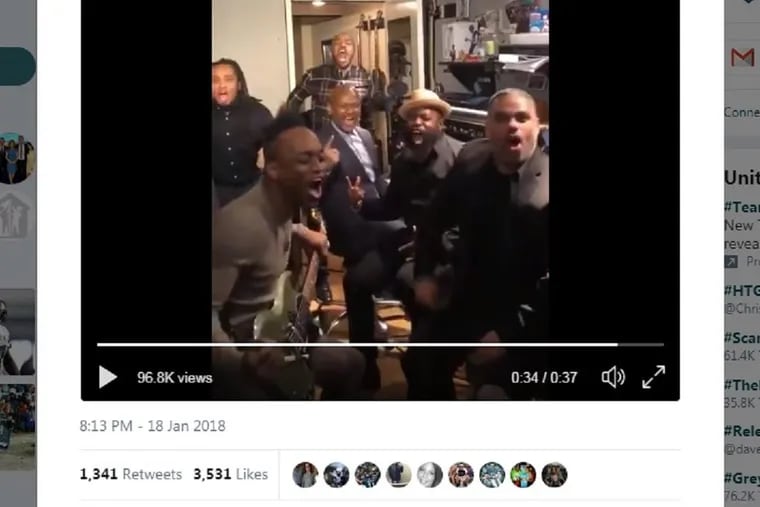 Eagles tweeted a video Thursday night showing The Roots performing “Fly, Eagles, Fly” as a warmup for the halftime show at Sunday’s NFC Championship game.