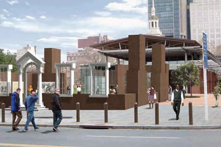 The President's House memorial, shown in a rendering, faces a city deadline of July 4, 2010, for opening. But many issues are still unresolved.