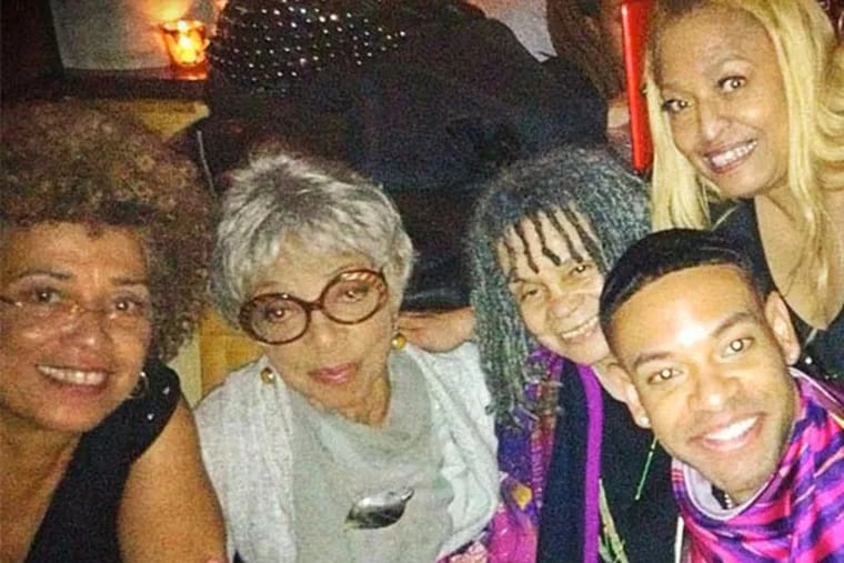 Anthony (top right) with (from left) Angela Davis, Ruby Dee, Sonia Sanchez and Karl Griggs.