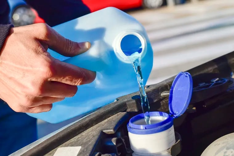 A teaspoon or less of Dawn to a gallon of store-bought windshield washing fluid is fine. Add too much, though, and it could cause streaking.