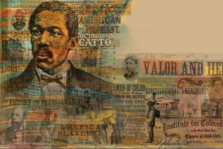 A new mural celebrating Octavius Valentine Catto will soon grace the facade of the Universal Institute Charter School in South Philadelphia. An official unveiling is projected for next fall. (COURTESY MURAL ARTS PHILADELPHIA)