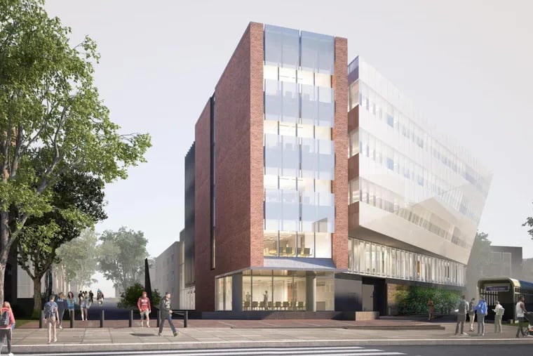 Artist’s rendering of the new Wharton Academic Research building planned at 37th Street Walk and Spruce Street.
