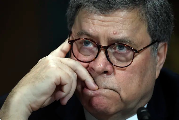 Attorney General William Barr testifies before the Senate Judiciary Committee on Capitol Hill in Washington, Wednesday, May 1, 2019. He refused to appear at a House Judiciary Committee hearing Thursday, May 2, 2019.