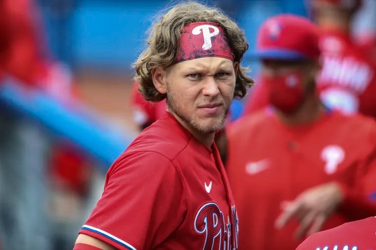 Phillies' third baseman Alec Bohm, shown here earlier this month, could be lost with an injury.