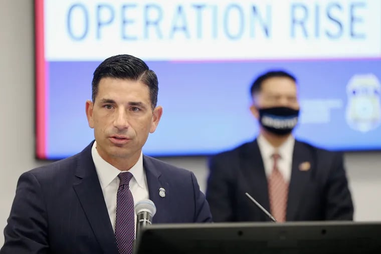 Acting U.S. Secretary of Homeland Security Chad Wolf speaks about "Operation Rise," a series of targeted raids by ICE in sanctuary cities, during a news conference in Philadelphia on Friday.