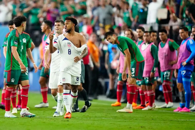 Weston McKennie's ripped jersey (center) became another famous image in the U.S.-Mexico rivalry's history.