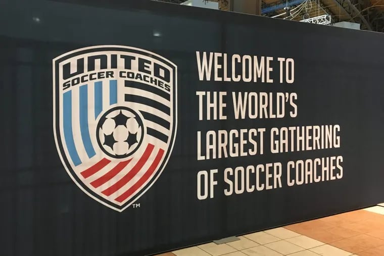 Final preparations are underway at the Pennsylvania Convention Center for the upcoming United Soccer Coaches convention.