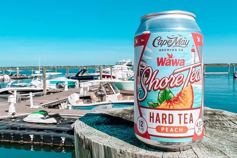 Wawa and Cape May Brewing Co.'s hard peach tea, Shore Tea, will be available at Wawa beer stores on Thursday.