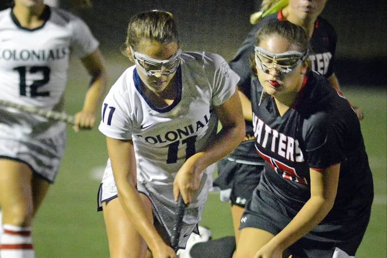 Plymouth Whitmarsh's Ava Borkowski (11) scored for the Colonials in a 4-0 win against Springfield-Montco.