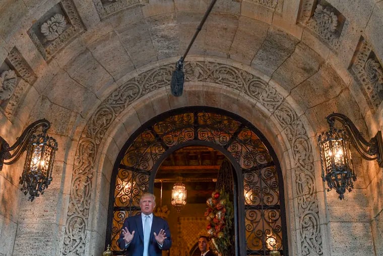 Donald Trump at his private club, Mar-a-Lago, in Palm Beach, Fla.  He was able to claim a $5.7 million tax deduction by promising not to change the mansion there.