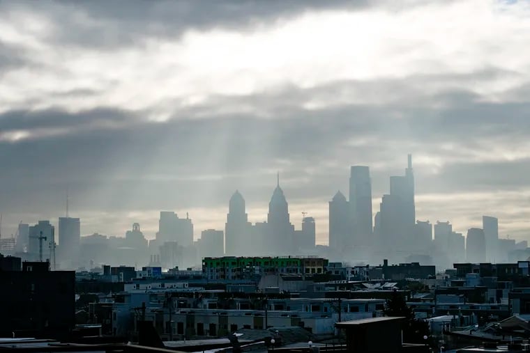 Fog over Philly on Wednesday portended a big change in the weather that has routed the snow. The rains that have followed are due to continue into Friday, perhaps ending as a little ice or snow.