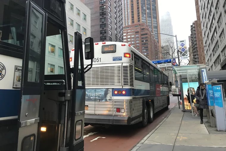 Dedicated bus lanes, like this one pictured in New York City, grant busses their own right of way, which significantly improves trip times and on-time performance while allowing fewer busses to provide more frequent service.