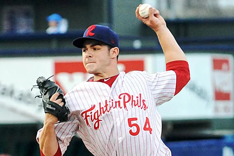 Reading Fightin Phils pitcher and Phillies prospect Jesse Biddle was named the Eastern League pitcher of the week. (Jacqueline Dormer/The Republican-Herald/AP)