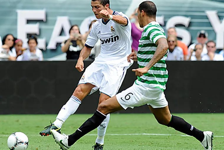 Christiano Ronaldo and Real Madrid beat Celtic 2-0 at Lincoln Financial Field. (AP Photo/Michael Perez)