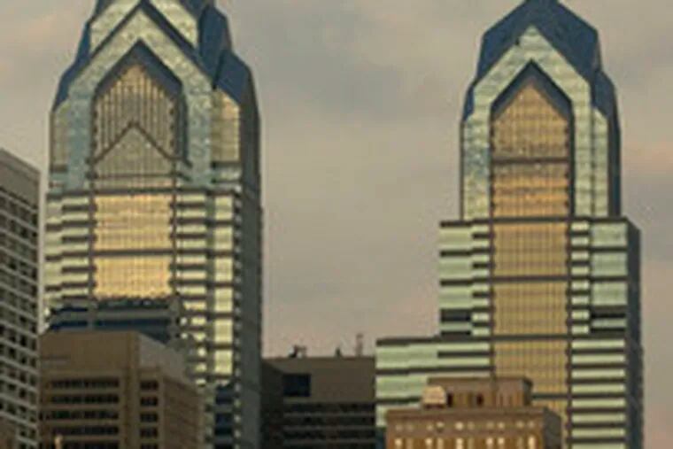 One Liberty Place (left) and Two Liberty Place are among the new structures built in Center City in the last two decades, aiding the area&#0039;s growth.