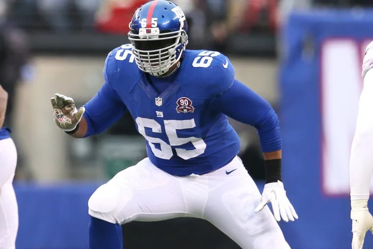 New York Giants offensive lineman Will Beatty (65) in action against the San Francisco 49ers at Met Life Stadium in East Rutherford, New Jersey November 16, 2014.
