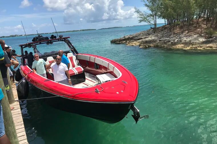 The Foxy Express, a luxury powerboat, arrives in North Eleuthera in the Bahamas ferrying 17 passengers, including a baby from Abaco. It is among 14 boats that have been voluntarily taking victims of Hurricane Dorian to safe haven.