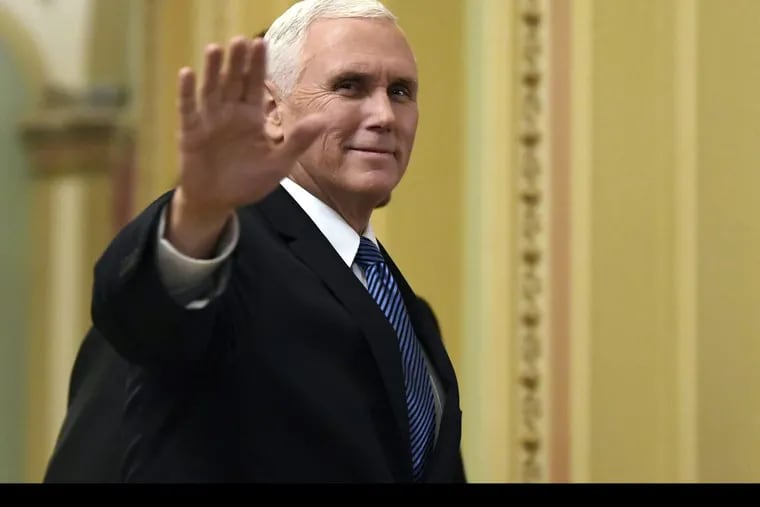 Vice President Mike Pence, waving as he walks on Capitol Hill, has been championing the federal “right to try” bill. (AP Photo/Susan Walsh, File)