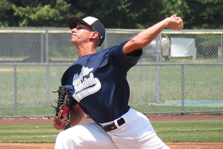 Eli Atiya of Cherry Hill West struck out three in his lone inning in the Olympic-Colonial's 14-13 win over Tri-Cape in a second-round Carpenter Cup game.