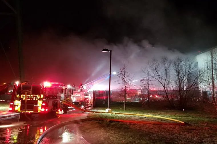It took firefighters four hours to control a two alarm fire at a Waste Management recycling facility in Northeast Philadelphia on Sunday, Jan. 6, 2020.