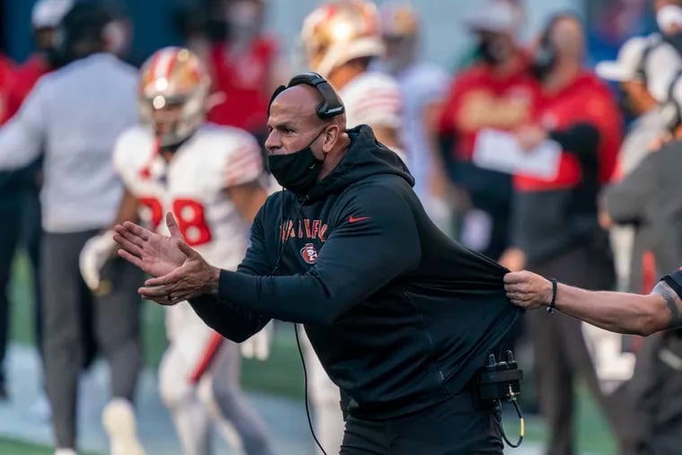 The Eagles requested an interview with 49ers defensive coordinator Robert Saleh, among other candidates, in the organization's coaching search to replace Doug Pederson.