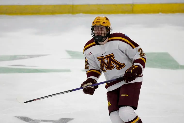 Flyers prospect Bryce Brodzinski bagged four goals this weekend as Minnesota advanced to the Frozen Four.