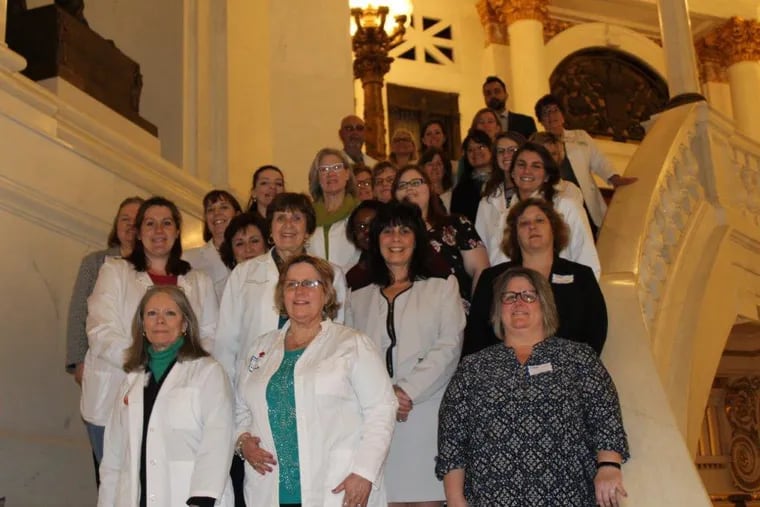 Members of the Pennsylvania State Nurses Association gather for their Legislative Day to discuss staffing rules that would keep nurses and patients safe.