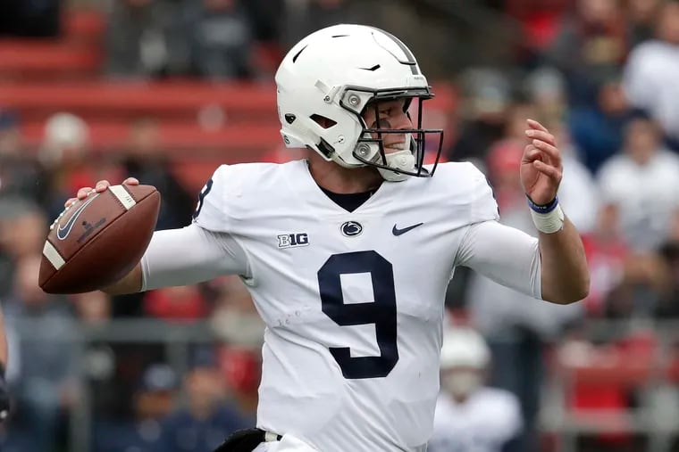 Penn State quarterback Trace McSorley throws a pass against Rutgers during the first half of the team's win on Saturday.