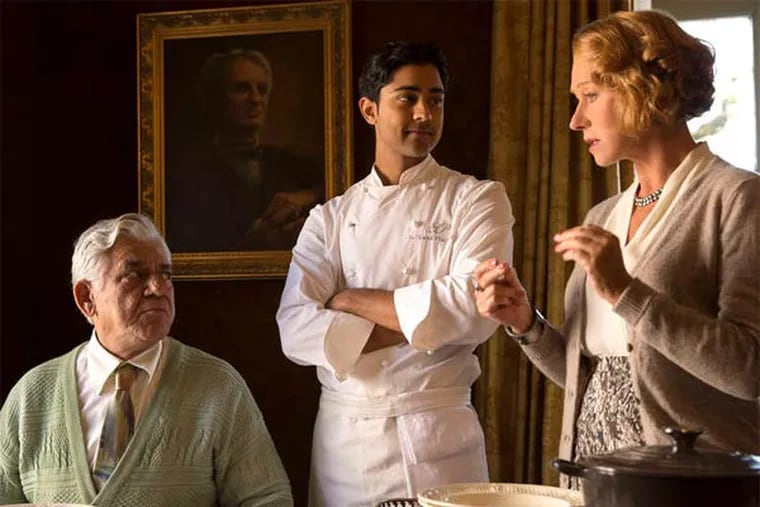 Om Puri (left), Manish Dayal - as father and son hoping to open Maison Mumbai - and Helen Mirren mull it over in the south of France.