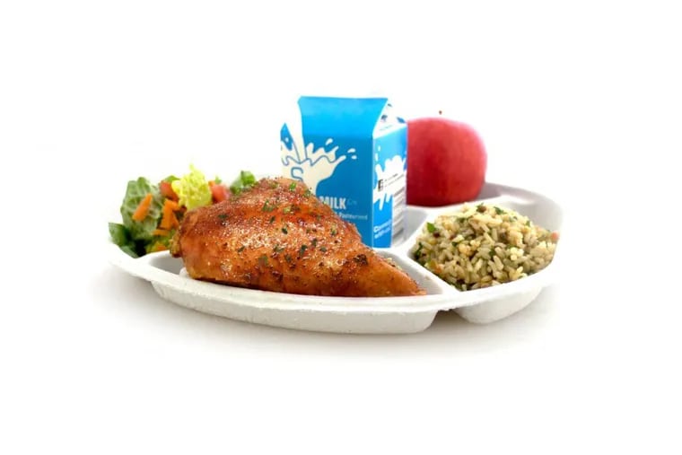 Philadelphia schools are ditching Styrofoam plates for school meals, a move that officials say will keep nine million lunch trays out of landfills. The new plate, shown here, is compostable.