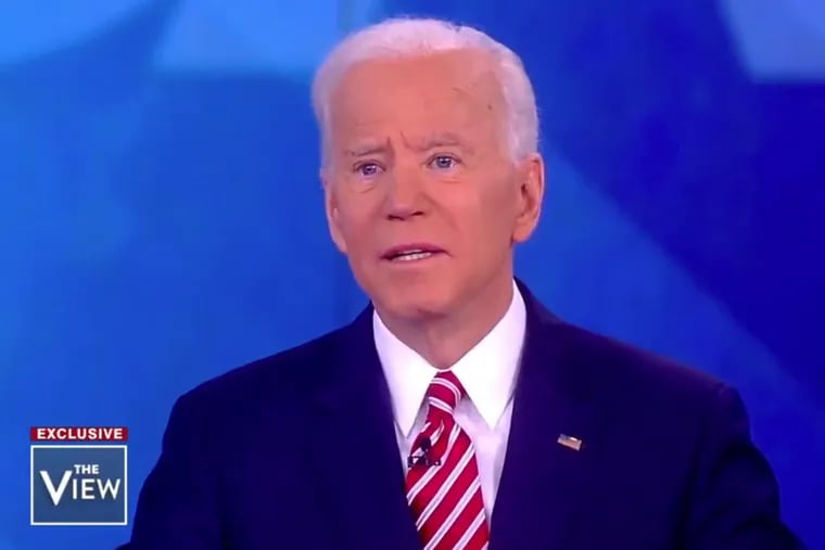 Former Vice President Joe Biden got emotional during his appearance on "The View" Friday morning, his first interview since announcing his 2020 Democratic presidential bid.