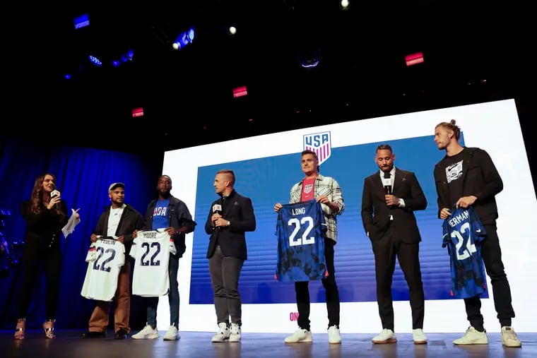 Some of the U.S. World Cup team's players at the announcement of the roster.