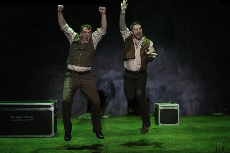 Garrett Lombard (left) as Charlie and Aaron Monaghan as Jake in “Stones in His Pockets,” through Feb. 11 at the Berlind Theatre, McCarter Theatre Company in Princeton.