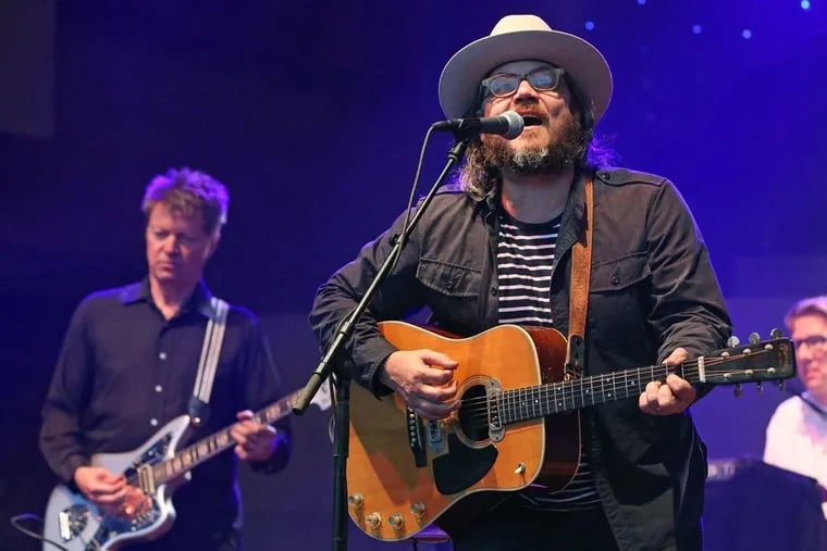 From left to right, Nels Cline, Jeff Tweedy and Mikael Jorgensen, of Wilco, performing at Pritzker Pavilion, in Millennium Park, downtown Chicago, on Sunday Aug. 21, 2016. (Nuccio DiNuzzo/Chicago Tribune/TNS)
