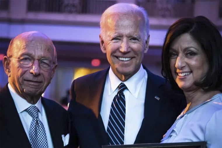 Joe Biden with Palm general manager Julie Sloviter and former PREIT executive chairman Ron Rubin.