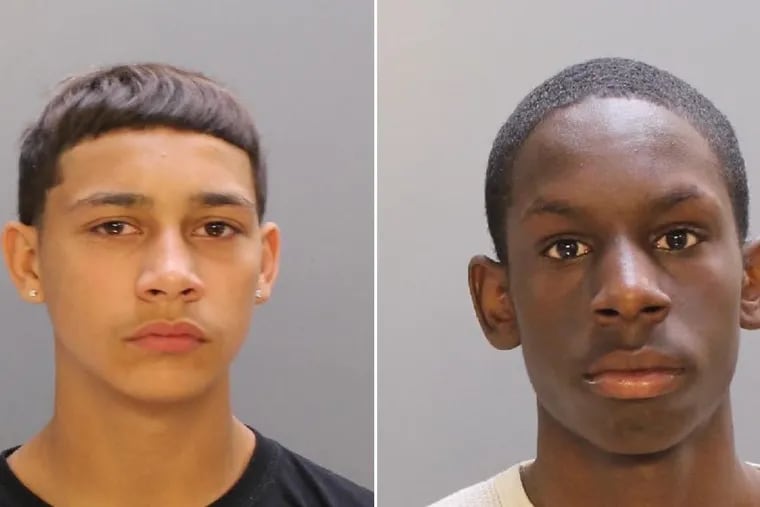 Brandon Conrad, left, and Malik Page, right, pleaded guilty Thursday, Sept. 7, 2018, to fatally beating Kevin Cullen in Holmesburg in November 2017. A third co-defendant, Emmanuel Harris, is awaiting trial.
