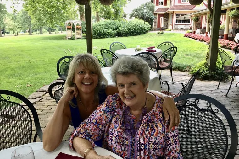 Kathryn "Kathy" Gossard and Irene Mannheims Mueller at their second meeting - a fancy lunch at the Joseph Ambler Inn.