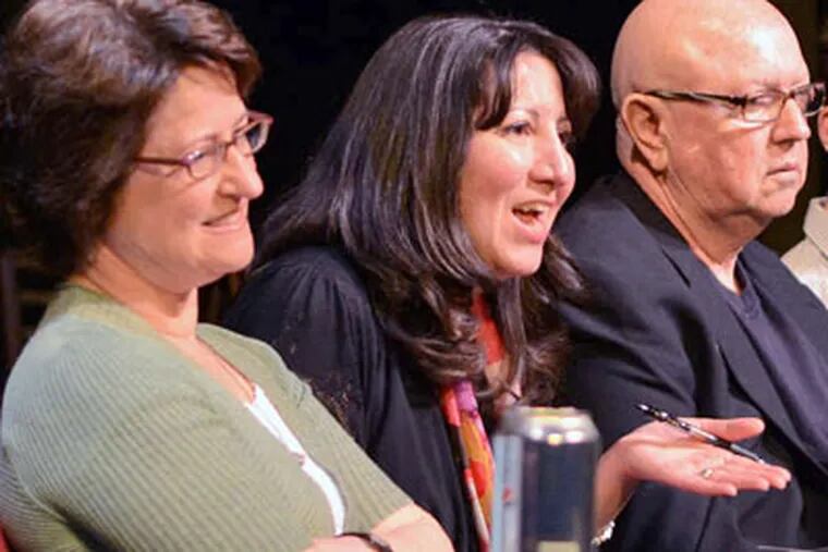 Joan Caplan, a clinical psychologist, discusses the issues at a panel with (from left) Diane Korman, director of &quot;Spring Awakening&quot;; Media Theatre artistic director Jesse Cline; and actor Jack Raymond at the theater. RICHARD KAUFFMAN / Staff Photographer
