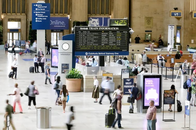 Amtrak's flip style display board at 30th St. Station on Thursday, Aug. 25. Amtrak will soon replace the display.