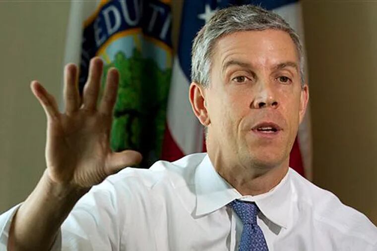 "There's no excuse for a public school system anywhere in the U.S. to be in this situation in the 21st century," says Education Secretary Arne Duncan, shown in July 2012.  (AP Photo/Jacquelyn Martin)